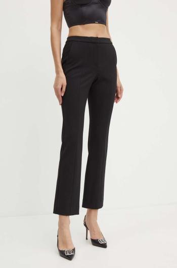 Kalhoty Karl Lagerfeld dámské, černá barva, jednoduché, high waist, 245W1001