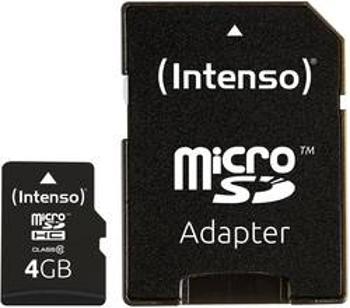 Paměťová karta microSDHC, 4 GB, Intenso High Performance, Class 10, vč. SD adaptéru