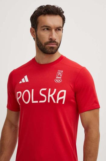 Tréninkové tričko adidas Performance HIIT Poland červená barva, s potiskem, JF6680