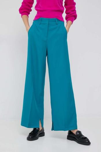 Kalhoty Y.A.S Deeply dámské, zelená barva, široké, high waist