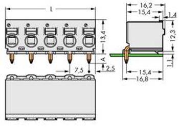 Zásuvkový konektor do DPS WAGO 2092-3373, 20.00 mm, pólů 3, rozteč 7.50 mm, 100 ks