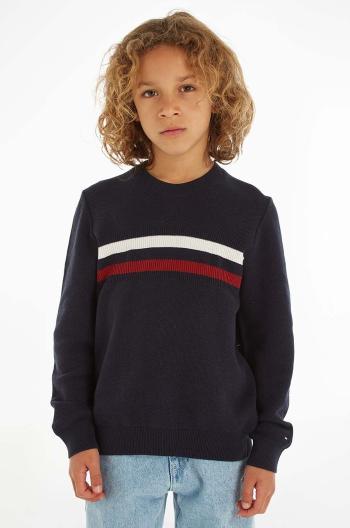 Dětský bavlněný svetr Tommy Hilfiger tmavomodrá barva