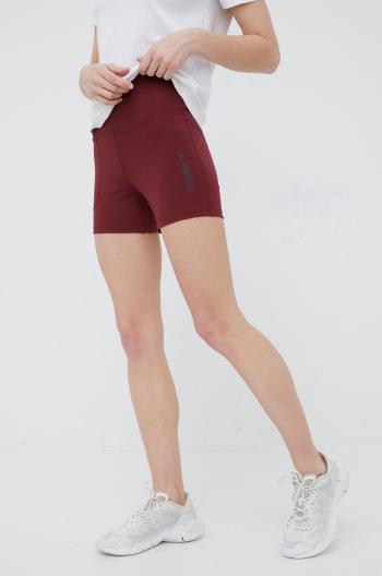 Sportovní šortky adidas TERREX Multi dámské, vínová barva, hladké, high waist