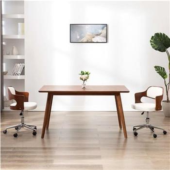 Otočné jídelní židle 2 ks bílé ohýbané dřevo a umělá kůže  (3054929)