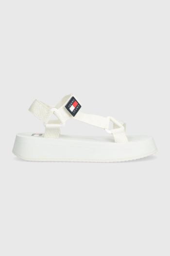 Sandály Tommy Jeans TJW EVA SANDAL dámské, béžová barva, na platformě, EN0EN02466