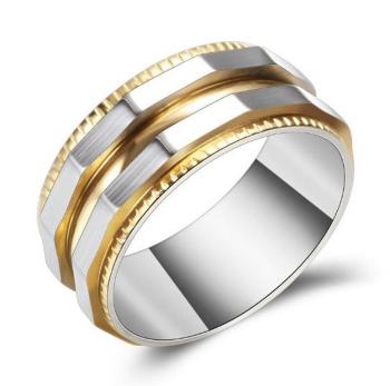 Ziskoun Prsten zkosený z chirurgické oceli- stříbrnozlatý SR129 Velikost: 12