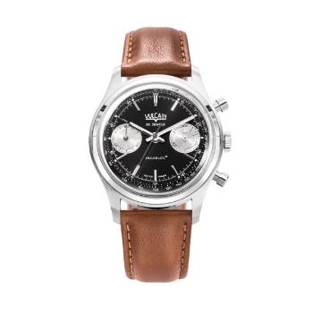 Vulcain Chronograph 70's - Black / Silver - Brown Plain