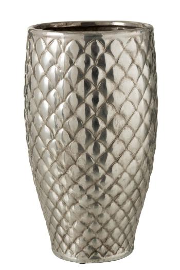 Stříbrná kovová váza Checkered large - Ø23*40 cm 1163