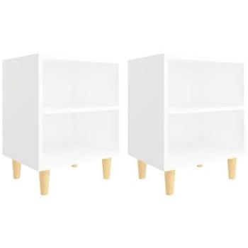 Noční stolky s dřevěnými nohami 2 ks bílé 40 × 30 × 50 cm (805780)