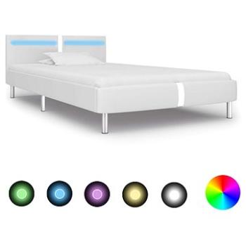 Rám postele s LED světlem bílý umělá kůže 90x200 cm (280851)