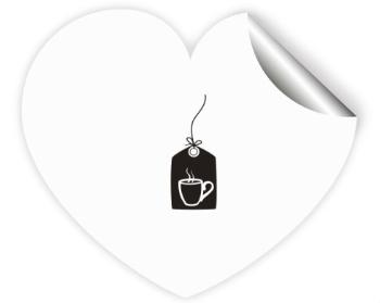 Samolepky srdce - 5 kusů Tea bag