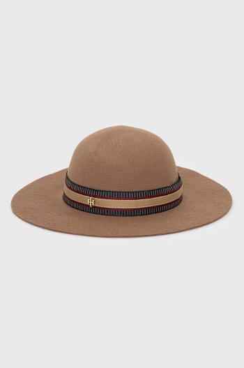 Vlněný klobouk Tommy Hilfiger béžová barva, vlněný