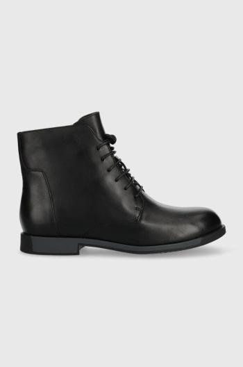 Kožené kotníkové boty Camper Bowie dámské, černá barva, na plochém podpatku