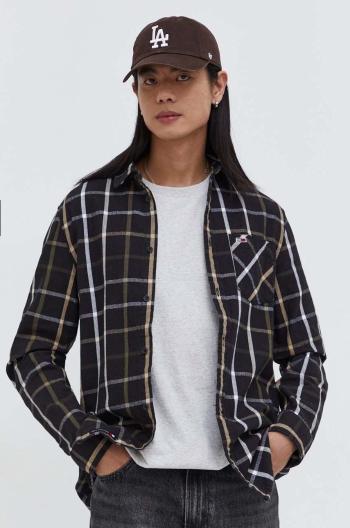 Košile Tommy Jeans černá barva, regular, s klasickým límcem, DM0DM18334