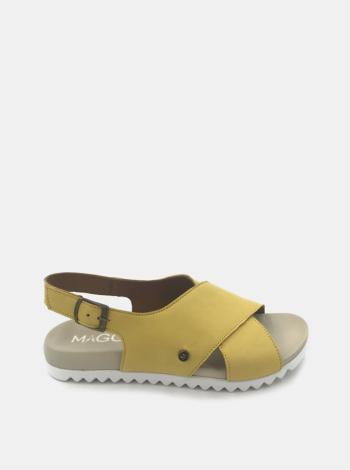 Žluté dámské kožené sandály WILD