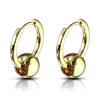 Šperky4U Zlaté ocelové náušnice - kroužky s kuličkou - OPN1114-GD