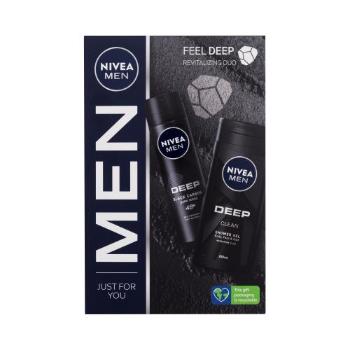 Nivea Men Deep Revitalizing Duo dárková kazeta sprchový gel Deep Clean 250 ml + antiperspirant sprej Deep Black Carbon 150 ml pro muže