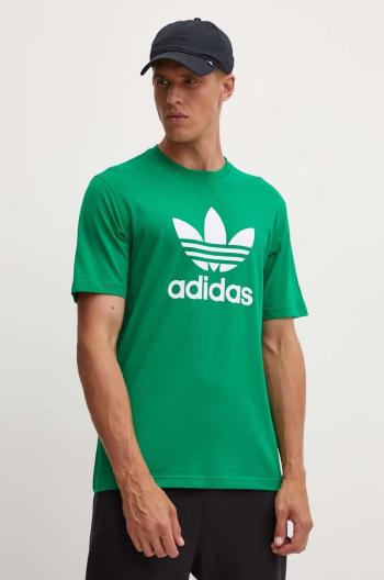 Bavlněné tričko adidas Originals zelená barva, s potiskem, IR8012