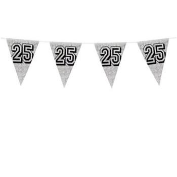 Girlanda vlajky "25" narozeniny holografická stříbrná - 800 cm (8712026300263)