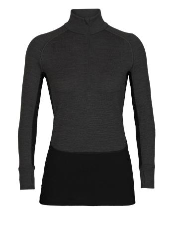 dámské triko dlouhý rukáv ICEBREAKER Wmns ZoneKnit™ 260 LS Half Zip, Jet HTHR/Black/Metro HTHR/Cb velikost: L