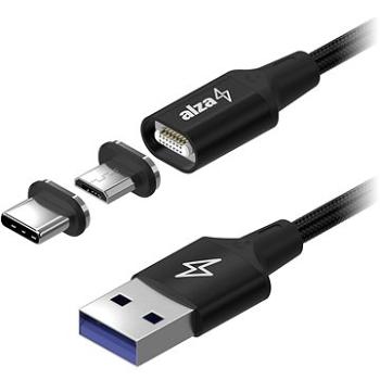 AlzaPower MagCore 2in1 USB-C + Micro USB, 5A, 0.5m černý (APW-CBMG50005B)