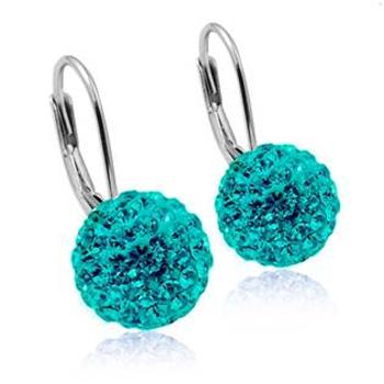 NUBIS® Stříbrné náušnice koule 10 mm Crystals from Swarovski® Dark Aqua - NB-SWAG-DQ