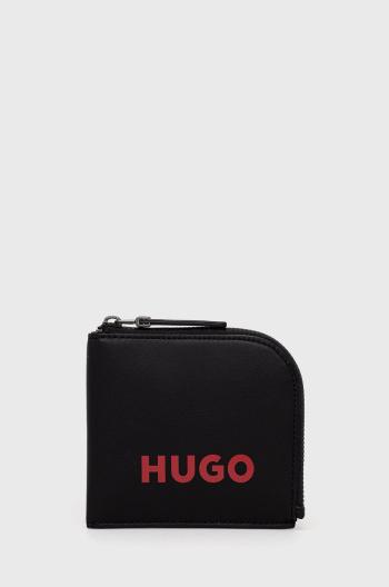 Kožená peněženka HUGO pánský, černá barva