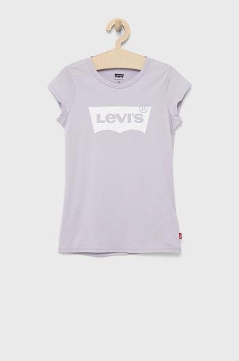 Dětské bavlněné tričko Levi's fialová barva