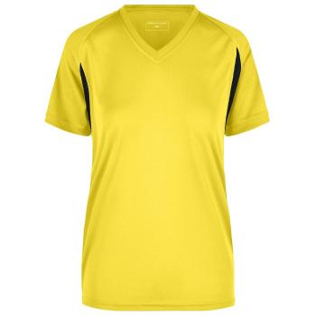 James & Nicholson Dámské sportovní tričko s krátkým rukávem JN316 - Žlutá / černá | XS