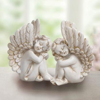 Soška sedící andělíček, sada 2 ks