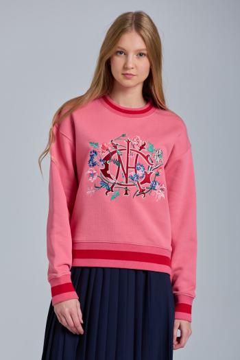 MIKINA GANT D2. FLORAL MONOGRAM C-NECK SWEAT růžová M