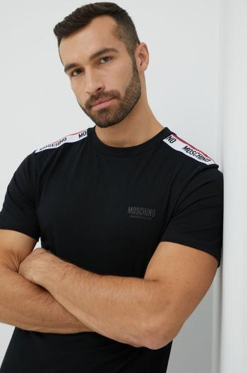 Bavlněné tričko Moschino Underwear černá barva, s aplikací