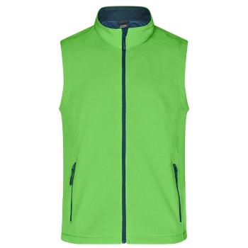 James & Nicholson Pánská softshellová vesta JN1128 - Zelená / tmavě modrá | XXL