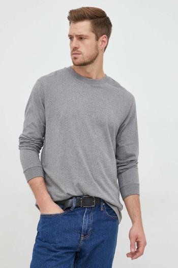 Bavlněné tričko s dlouhým rukávem GAP šedá barva
