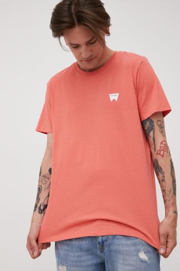 Bavlněné tričko Wrangler oranžová barva