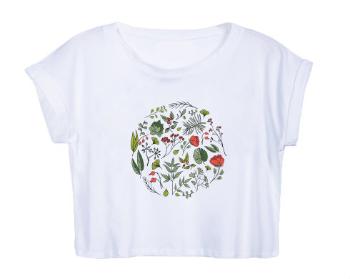 Dámské tričko Organic Crop Top květiny pattern