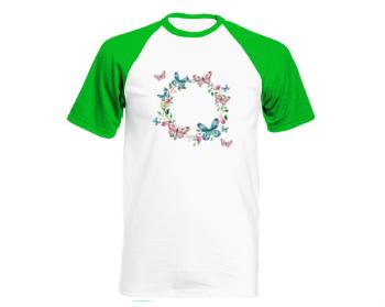 Pánské tričko Baseball Rámeček z motýlů