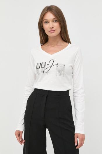 Bavlněné tričko s dlouhým rukávem Liu Jo bílá barva