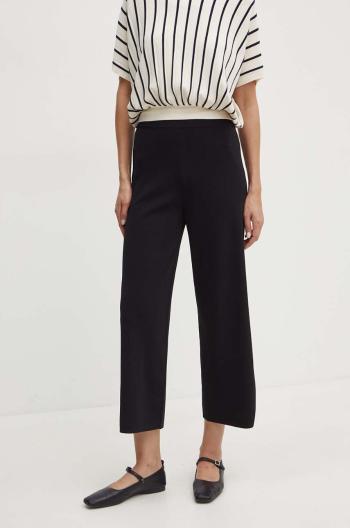 Kalhoty Max Mara Leisure dámské, černá barva, jednoduché, high waist, 2426336017600