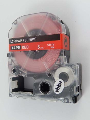 Epson LK-SD6RW, 6mm x 9m, bílý tisk / červený podklad, kompatibilní páska