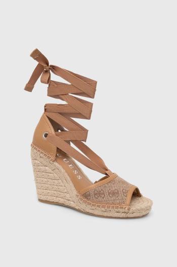 Espadrilky Guess DIANDRA dámské, hnědá barva, na klínku, FLGDIR FAL04