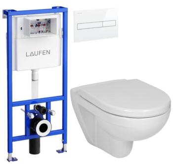 LAUFEN Rámový podomítkový modul CW1 SET s bílým tlačítkem + WC JIKA LYRA PLUS + SEDÁTKO DURAPLAST H8946600000001BI LY6