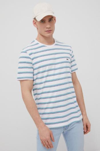 Bavlněné tričko Lee tyrkysová barva, vzorovaný