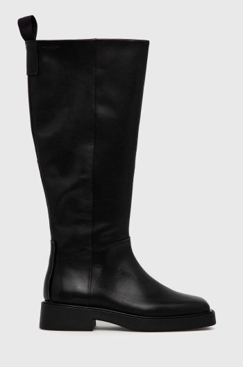 Kožené kotníkové boty Vagabond Jillian dámské, černá barva, na plochém podpatku