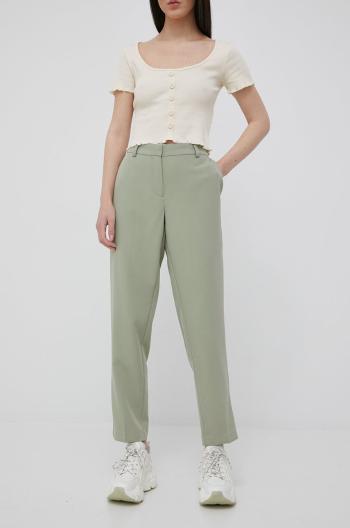 Kalhoty Only dámské, zelená barva, jednoduché, medium waist