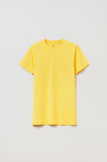 Dětské bavlněné tričko OVS žlutá barva, hladký