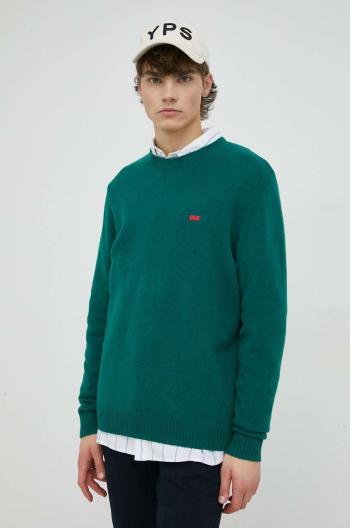 Vlněný svetr Levi's pánský, zelená barva