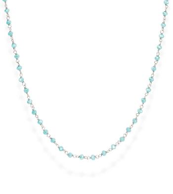 Amen Něžný stříbrný náhrdelník se světle zelenými krystaly Romance CLBT 70 cm
