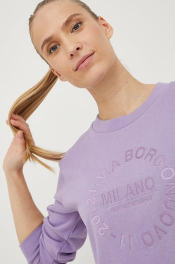 Mikina Emporio Armani dámská, fialová barva, s aplikací