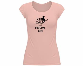 Dámské tričko velký výstřih Keep calm and meow on